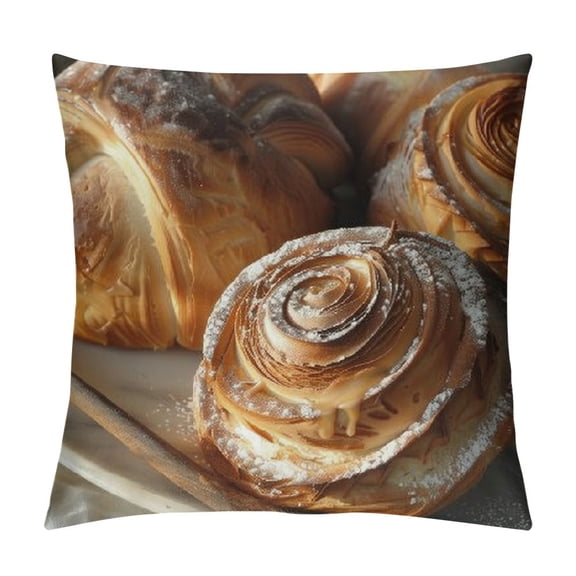 Qinduosi Danish Bread Print Throw Pillow Cover Soft Decorative Pillowcase " Modern Square Pillow Cases Double Sided Cushion Cover Case for Living Room Bedroom Sofa Home Decor