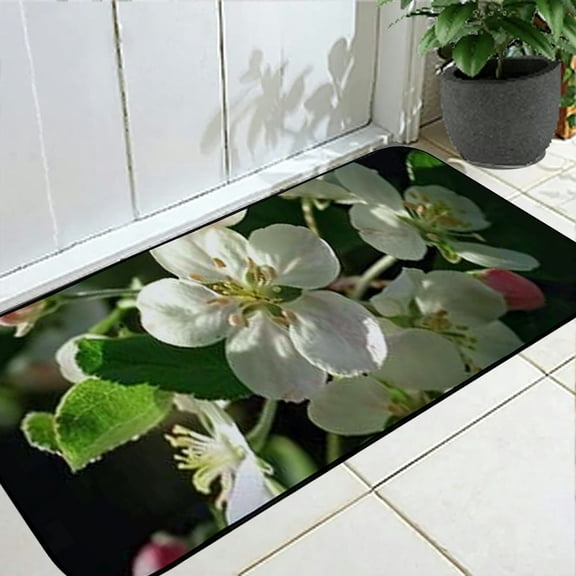Qinduosi Decorative Door Mat, Door Mat with Non-Slip Rubber Backing, Easy Cleaning, Traps Dirt, for Entry, Patio, Garage - Apple Blossom Apple Spring Blossom Bloom 19.68*47.24 in