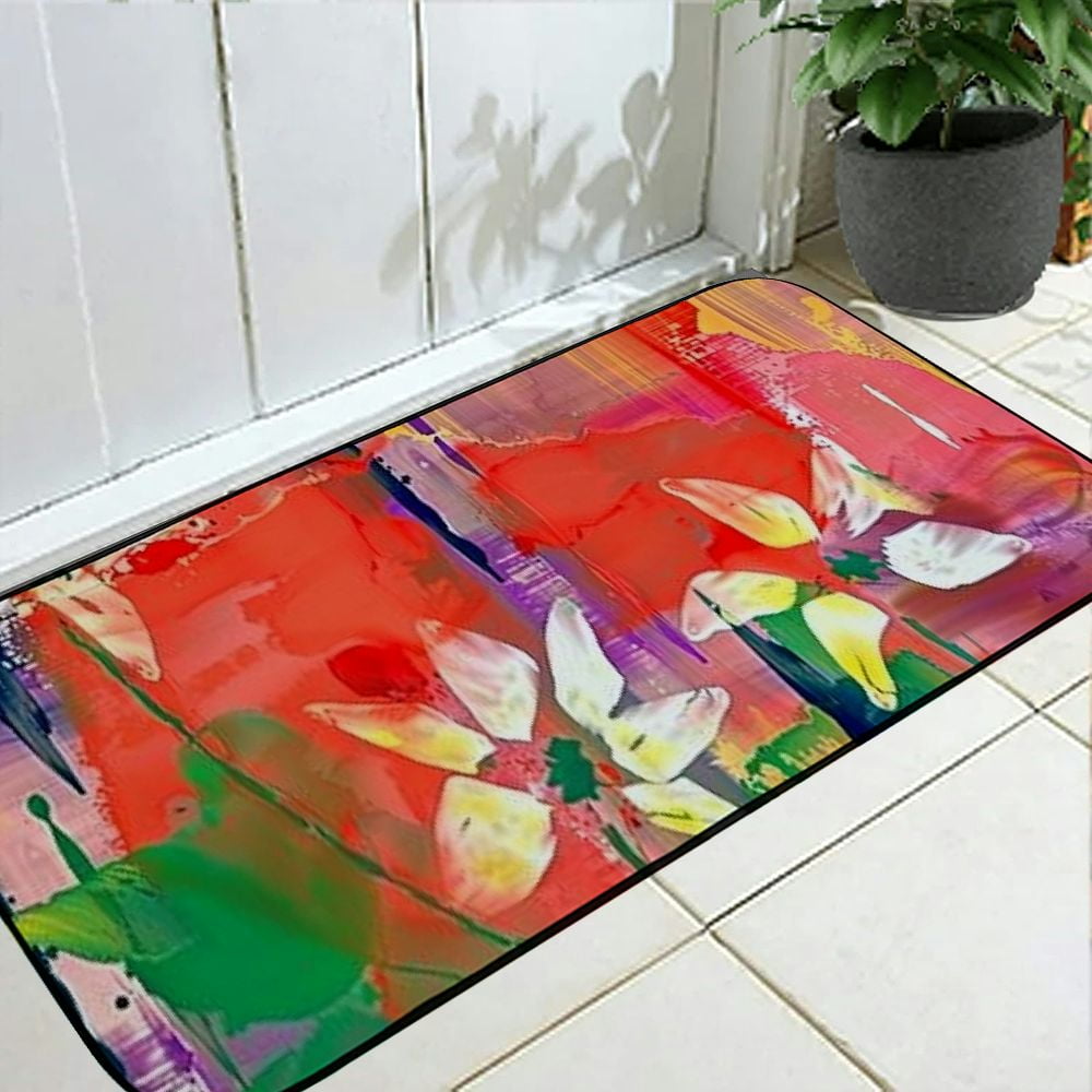 Qinduosi Decorative Door Mat, Door Mat with Non-Slip Rubber Backing, Easy Cleaning, Traps Dirt, Rug for Entry, Patio, Garage - Watercolour Watercolor Painting Paint Ink Blend  19.68*47.24 in