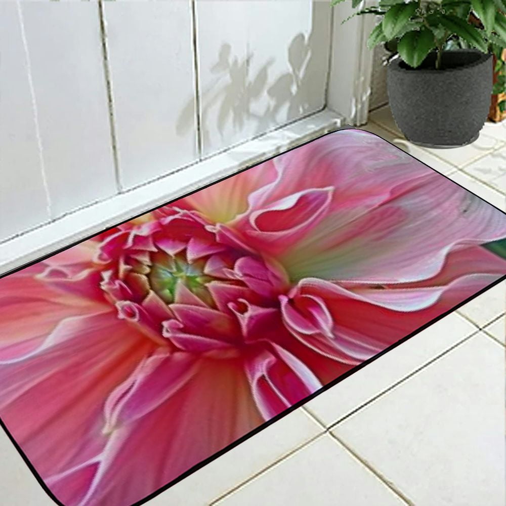 Qinduosi Decorative Door Mat, Door Mat with Non-Slip Rubber Backing, Cleaning, Traps Dirt, for Entry, Patio, Garage - Flower Pink Nature Blossom Petals Bloom Spring 19.68*47.24 in