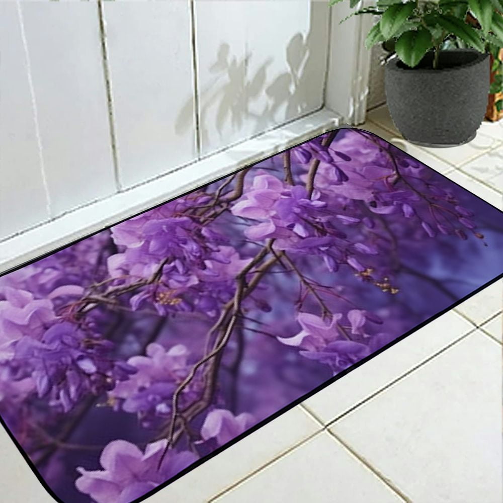 Qinduosi Decorative Door Mat, Door Mat with Non-Slip Rubber Backing, Cleaning, Traps Dirt, for Entry, Patio, Garage - Wildflower Flower Floral Plant Natural 19.68*47.24 in