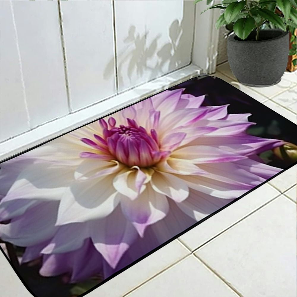 Qinduosi Decorative Door Mat, Door Mat with Non-Slip Rubber Backing, Easy Cleaning, Traps Dirt, for Entry, Patio, Garage - Dahlia Flower Garden Plant Nature Blooming 19.68*47.24 in