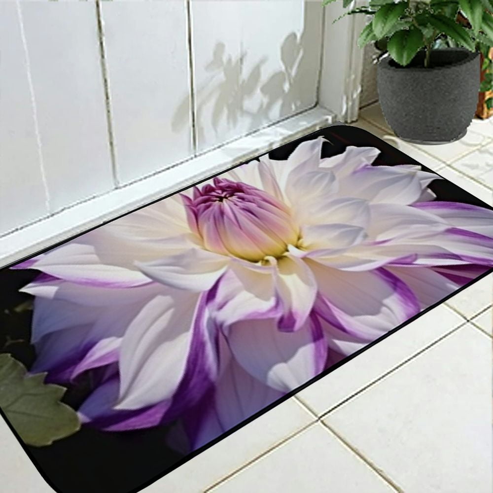 Qinduosi Decorative Door Mat, Door Mat with Non-Slip Rubber Backing, Easy Cleaning, Traps Dirt, for Entry, Patio, Garage - Dahlia Flower Garden Plant Nature Blooming 19.68*47.24 in