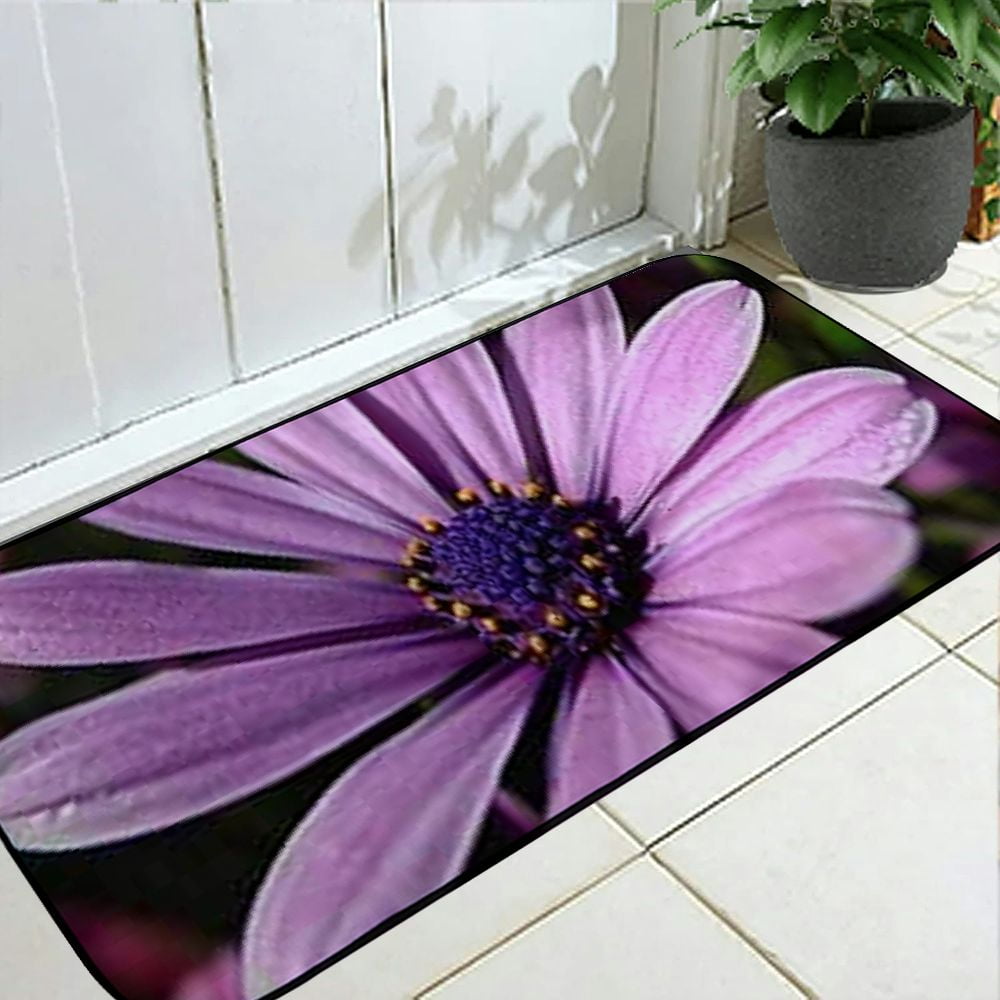 Qinduosi Decorative Door Mat, Door Mat with Non-Slip Rubber Backing, Easy Cleaning, Traps Dirt, for Entry, Patio, Garage - Flower Plant Nature Garden Summer Bloom Leaf 19.68*47.24 in