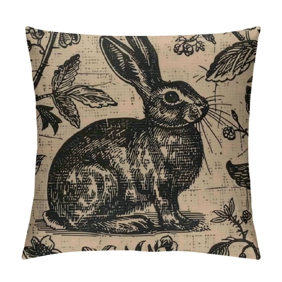 Qinduosi Decorative Farmhouse Pillow Cover Inches Inches, Rustic Style Vintage Rabbit Throw Pillow Cover , Cover only