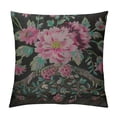 thumbnail image 1 of Qinduosi Decorative Throw Pillow Cover for Couch Sofa, Floral Pattern with Pink Roses Embroidered Flowers on Black Home Decor Pillow Case Inch, 1 of 5