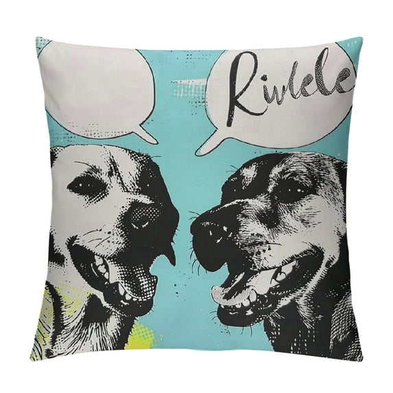 Qinduosi Dogs Throw Pillow Covers Dog Friendship Pillow Cover Black and White Pillowcover Soft Double Side Print Sofa Linen Square Throw Pillowcovers " inch for Living Room Bedroom Car Decor