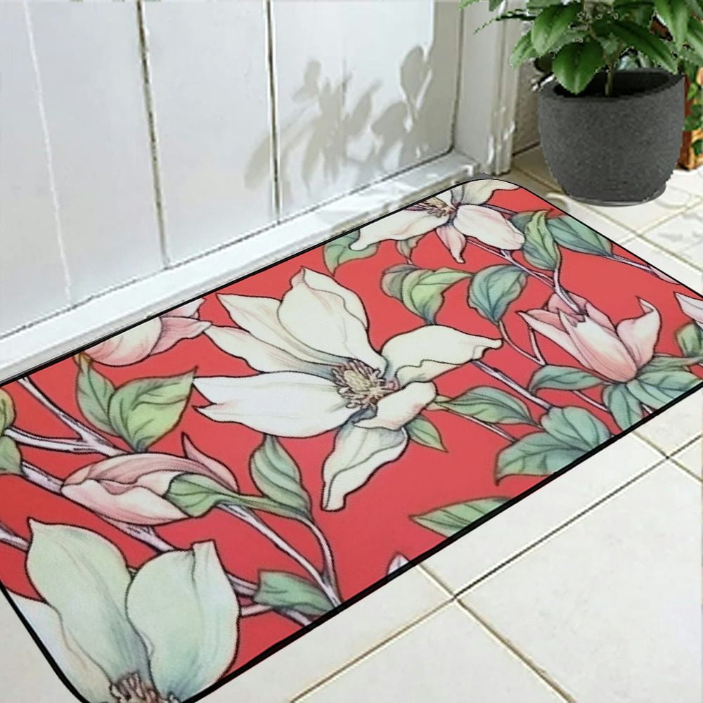 Qinduosi Doormat Chic Tropical Flowers Non-Slip Indoor Entryway Door Mat (Rubber Backing) 19.68*47.24 in
