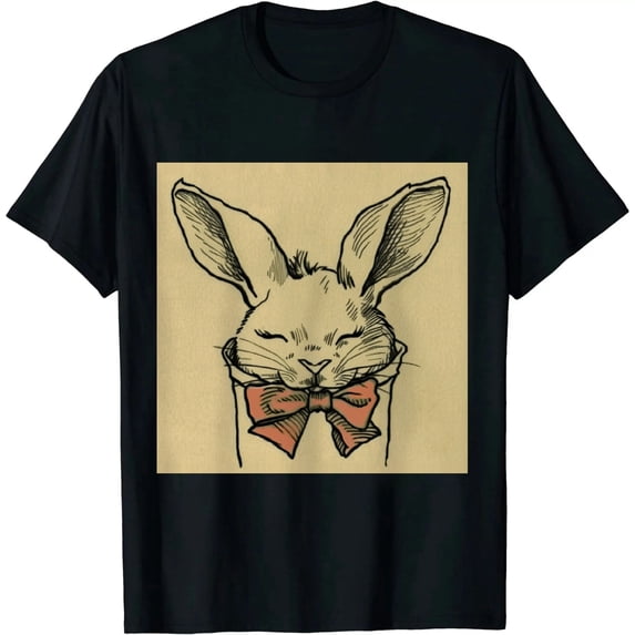 Qinduosi Easter Bunny T Shirt Womens Cute Rabbit in Pocket Graphic Tee Shirts Casual Short Sleeve Happy Easter Tops Black