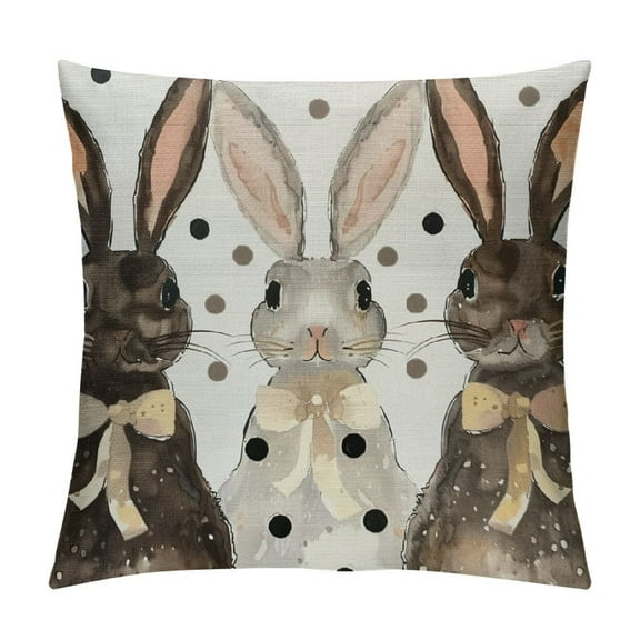 Qinduosi Easter Pillow Covers Inch Set of for Vintage Polka Dots Bunny Decor Throw Pillows Spring Bow Rabbit Outdoor Farmhouse Decorative Cushion Cases for Couch Bed Decoration