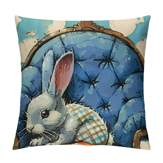 Qinduosi Easter Pillow Covers Set of Easter Decorations for Farmhouse Spring Home Decor Easter Decorative Throw Pillows Buffalo Plaid Gnome Rabbit Bunny Eggs Throw Pillow Cover