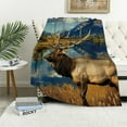 thumbnail image 1 of Qinduosi Elk Blanket Forest Grass Fleece Blanket Soft Fuzzy Plush Throw Blankets for Couch Bed, 1 of 6