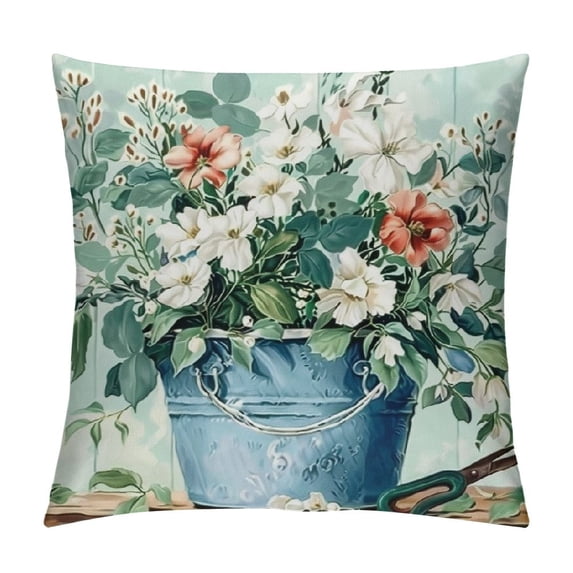 Qinduosi Eucalyptus Leaves Throw Pillow Covers Farmhouse Decorative Pillows Soft Velvet Cushion Cases for Couch Sofa Bed Home Decor White