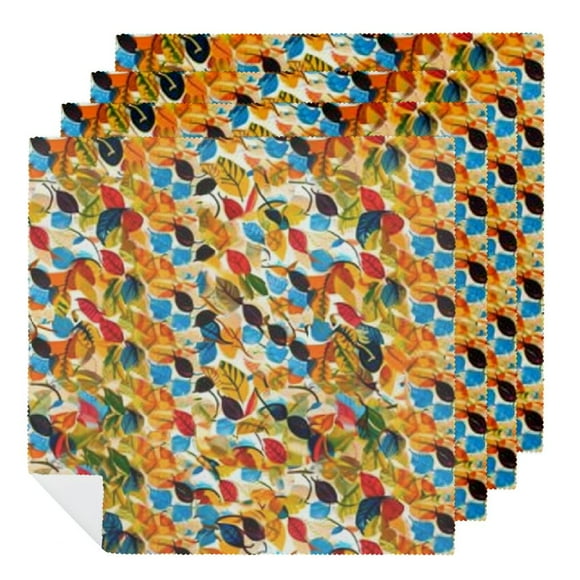 Qinduosi Fall Cloth Napkin, Thanksgiving Autumn Harvest Watercolor Leaf Party Dinner Decoration Washable Napkins 6 PCS