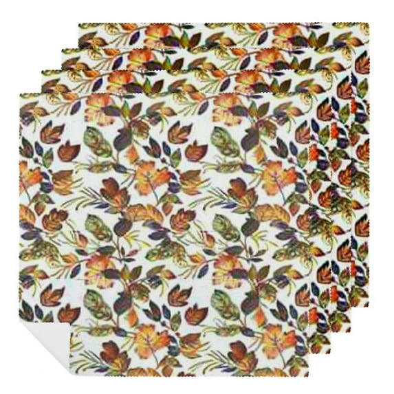 Qinduosi Fall Cloth Napkin, Thanksgiving Autumn Watercolor Leaf Party Dinner Decoration Washable Napkins 4 PCS