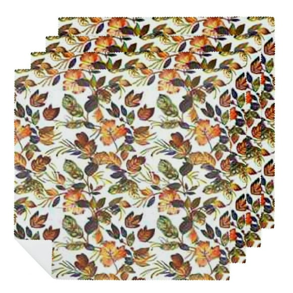 Qinduosi Fall Cloth Napkin, Thanksgiving Autumn Watercolor Leaf Party Dinner Decoration Washable Napkins 4 PCS