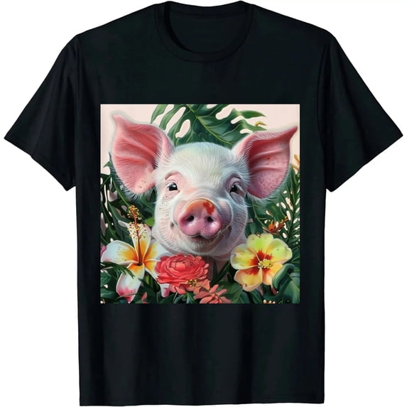 Qinduosi Farm Animal Button Shirt for Men, Animal Men's Hawaiian Shirt, Summer Unisex Shirt, Birthday Gifts for Men Black