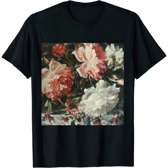 Qinduosi Fashion Graphic Tees Oversized Printed T Shirts Unisex Short Sleeve Tops Black