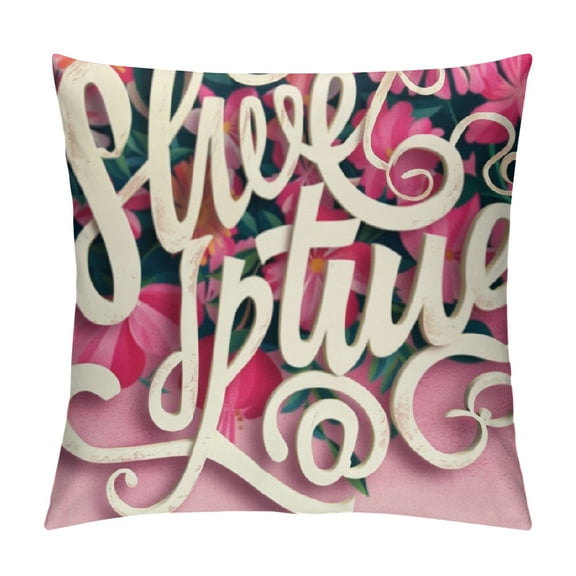 Qinduosi Flower Decorative Throw Pillow Covers , Love Spring Pink Outdoor Home Decor, Bicycle Floral Butterfly Cushion