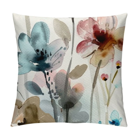 Qinduosi Flower Throw Pillow Covers of Flowers Pillow Cushion Cases, Modern Decorative Square Pillowcases for Sofa Couch Bedroom Living Room Car White