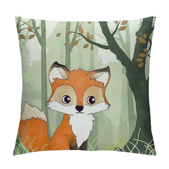 Qinduosi Forest Animal Pillow Covers Set of Decorative Throw Pillowcases Polyester Linen for Sofa Couch Kids Classroom Decor