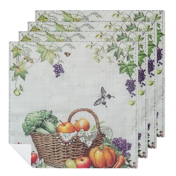 Qinduosi Fruit Print Cloth Napkins, Napkins Cloth Spring Color, Washable Napkins for Dinner Table Kitchen Party, Wedding, Restaurant; Camping