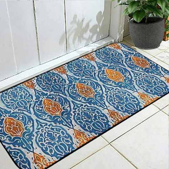 Qinduosi Funny Doormat Welcome Mat, Classic Damask Pattern, Non-Slip Front Door Mats Rugs for Indoor/Outdoor Entrance, Entry Mats Carpets Absorbent Water and Mud 19.68*47.24 in