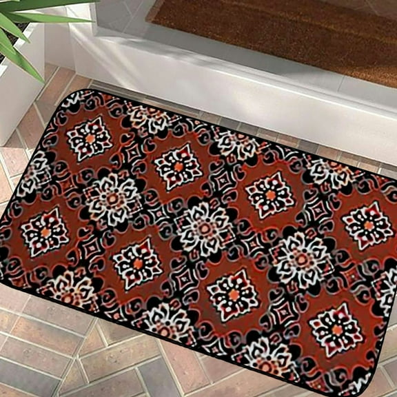 Qinduosi Funny Doormat Welcome Mat, Vintage Floral Baroque Mandala, Non-Slip Front Door Mats Rugs for Indoor/Outdoor Entrance, Entry Mats Carpets Absorbent Water and Mud 19.68*39.37 in