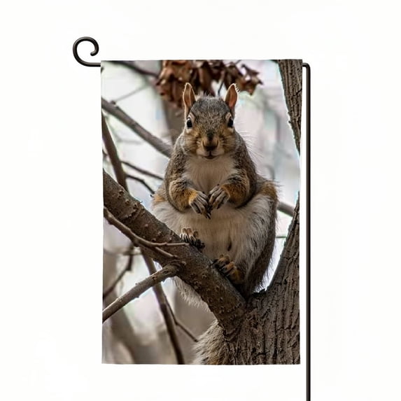 Qinduosi Garden Flag Nature Winter Cute Animal Brown s On Tree Branch Home Flags Double-Sided Banner Welcome Yard Flag Outdoor Decor White