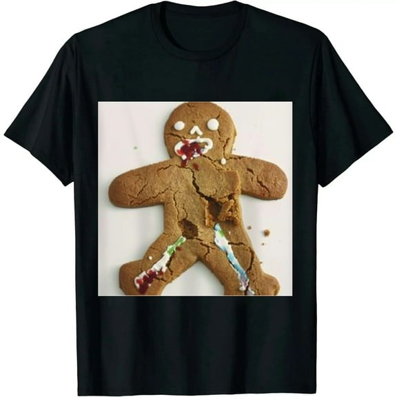 Qinduosi Ginger Bread White Adult T-Shirt - Large Black