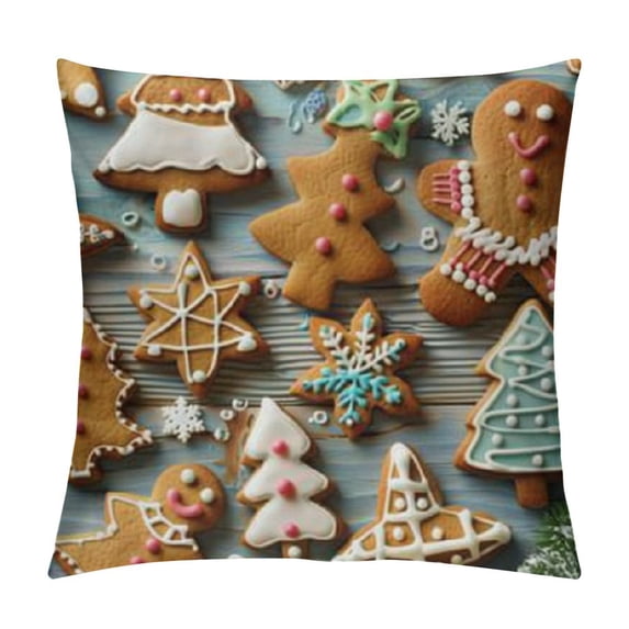 Qinduosi Gingerbread Cookies Print Couch Pillow Covers Decor Throw Pillow Covers Couch Sofa