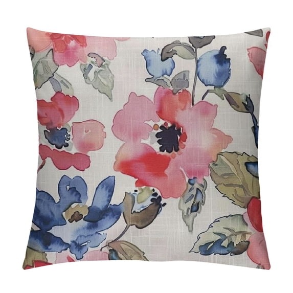 Qinduosi Girl Throw Pillow Covers Flowers Watercolor Pillow Cover Pink Pillowcover Soft Double Side Print Sofa Square Throw Pillowcovers inch for Women