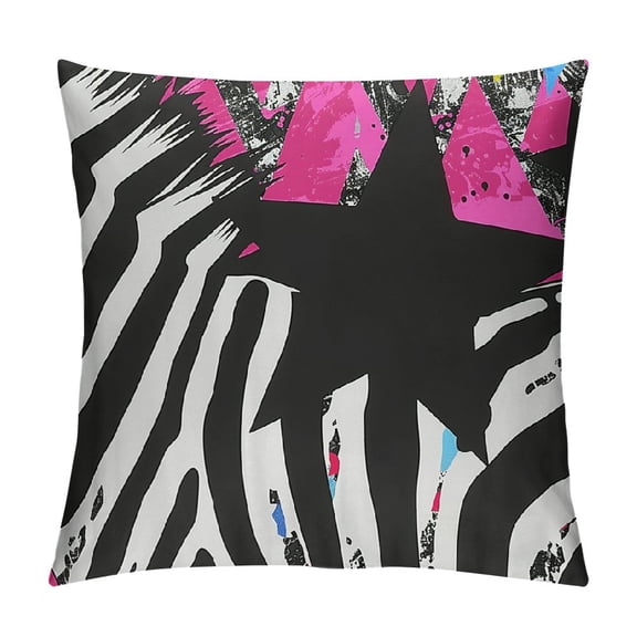 Qinduosi Girly Pink Leopard Print Star Throw Pillow Covers Black White Print Cushion Covers for Kids Girls Teens Adults Wild Animal Decor Dreamy Pillow Cases for Bed White