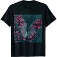 thumbnail image 1 of Qinduosi  Graphic Tees for Women Butterfly Letter Print Short Sleeve Casual T Shirts Tops Black, 1 of 3