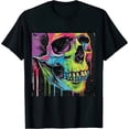 thumbnail image 1 of Qinduosi Graphic Tshirts for Men Trippy Design Casual Tees Skeleton Skull Black, 1 of 3