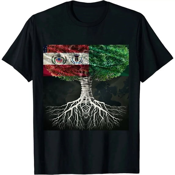 Qinduosi Grown with Italian Roots T-Shirt Italian Flag Flag Tree T-Shirt Black