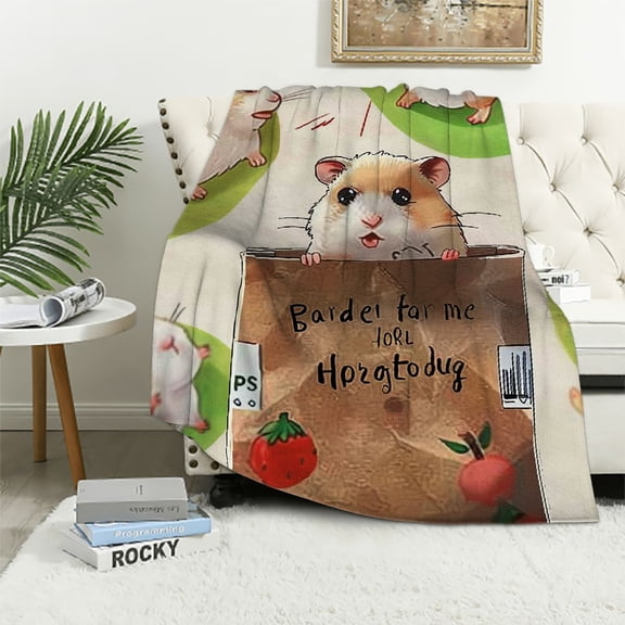 Qinduosi Guinea Pig Throw Blanket for Human, Flannel Cute Guinea Piges Themed Pink Throw, Soft Nap Throw Blanket for Home for Boys Girls Women Guinea Pig Lovers Gifts