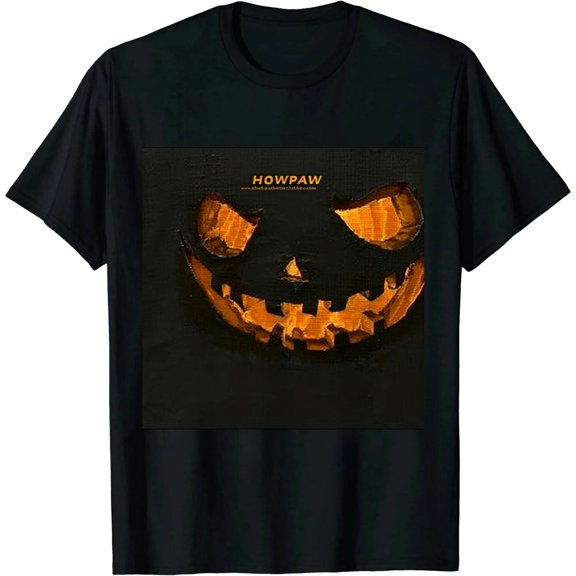 Qinduosi  Halloween Men's Short Sleeve T-Shirt John Carpenter Movie Jack-O'-Lantern Title Logo Officially Licensed Black