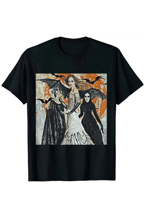 Halloween T Shirt Women Sunset Sanderson Sisters Graphic Tee Witch Fall Casual Tops Black