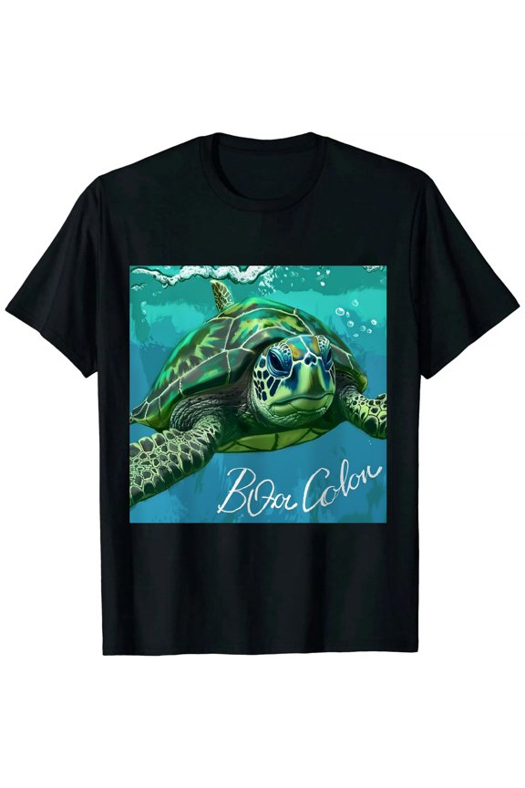 , Happy Sea Turtle T-Shirt Black
