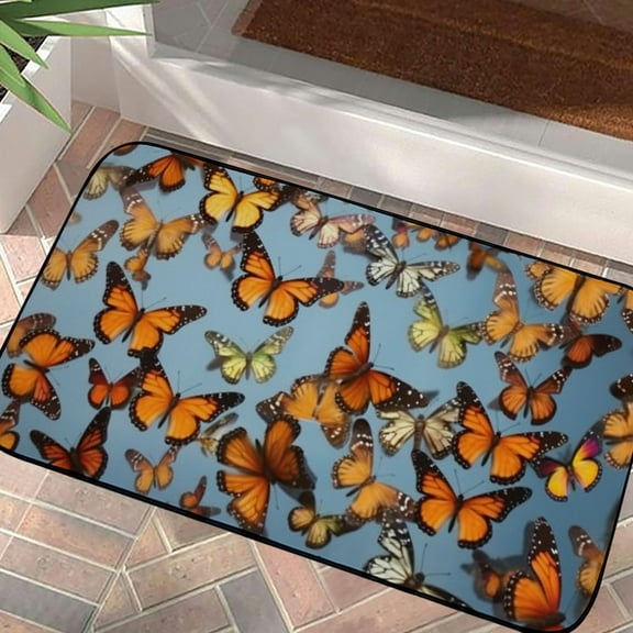 Qinduosi Heaps of Orange Monarch Butterflies Print All-Season Indoor Outdoor Doormat,Multi-Functional and Stylish Home Decor 19.68*39.37 in