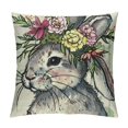 thumbnail image 1 of Qinduosi  Hello Spring Happy Easter Bunny Bicycle Throw Pillow Covers, Flowers Cushion Case Decoration for Sofa Couch of White, 1 of 5
