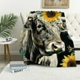 thumbnail image 1 of Qinduosi Highland Cow Fleece Throw Blanket Sunflower Floral Western Cow Bull Sherpa Blanket for Bed Couch Sofa Girls Farmhouse Wildlife Animal Plush Blanket Soft Black Fuzzy Blanket Room DecorThrow, 1 of 6