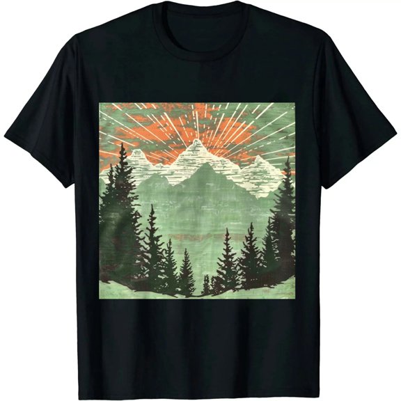 Qinduosi Hiking Shirt for Women Nature Graphic Mountain T Shirt Summer Casual Workout Short Sleeve Adventure Tees Black