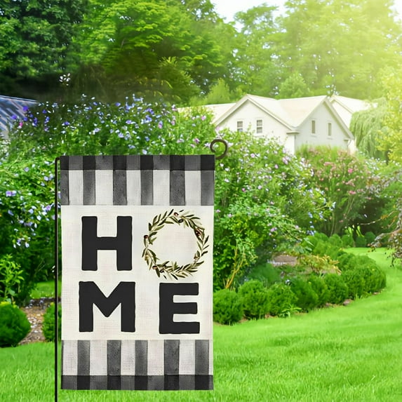 Qinduosi Home Sweet Home Decorative House Flag Vertical Double Sided Farmhouse Rustic Black Stripes Olive Leaf Flower House Banner Home Decor for Yard Lawn Patio Outdoor Seasonal Decorations