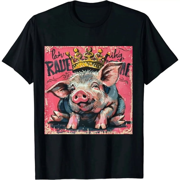 Qinduosi I'll Get Over It I Just Need to Be Dramatic First Pig Crown Coral Silk Pink Fashion T-Shirt Black