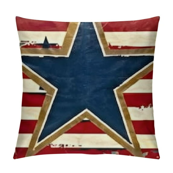 Qinduosi July Decorations Independence Day Patriotic Stripes Decorative Pillow Covers, American Cushion Covers for Couch Sofa Bed White
