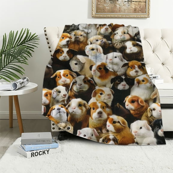Qinduosi Kids Guinea Pig Fleece Blanket Boys Girls Cute Cavy Animal Throw Blanket for Bed Sofa Couch Lovely Funny Pet Plush Blanket Boys Girls Plush Flannel BlanketQueen