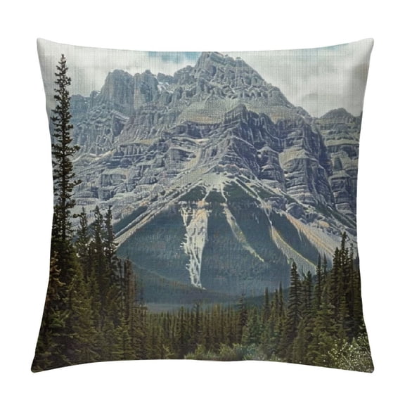 Qinduosi Landscape Throw Pillow Cushion Cover, River Floating Between The Rocks in Forest Northern Recreation Camping Rafting Woods View, Decorative Square Accent Pillow Case, ", Brown Green White