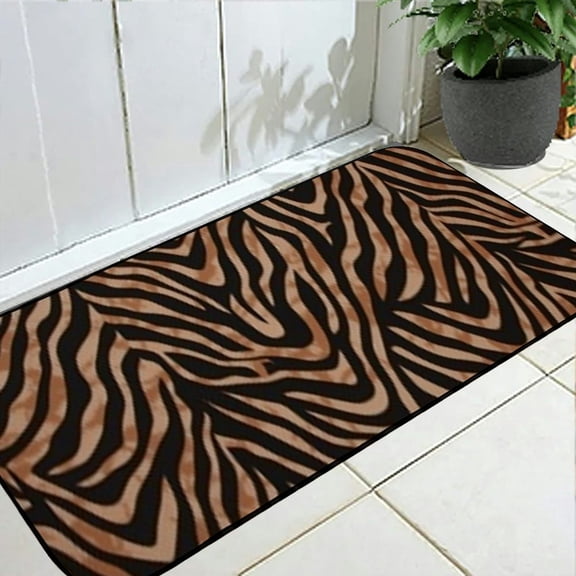 Qinduosi Leopard Print Decorative Door Mat, Indoor Outdoor Non-Slip Floor Mat, Front Door Mat, Waterproof Washable 19.68*47.24 in